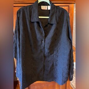 Black Button Down Shirt for Women with Brocade Design size 20